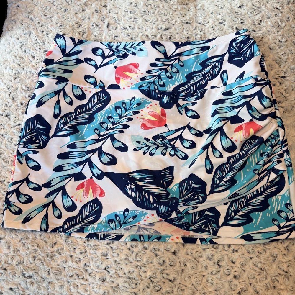 Plus‎ Size Tropical Colorful High Waist NWOT Swim Skirt XXL Full Coverage
